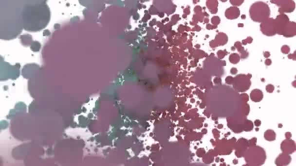 Abstrakt bakgrund med många färgglada bubblor flyttar till mitten av skärmen. — Stockvideo