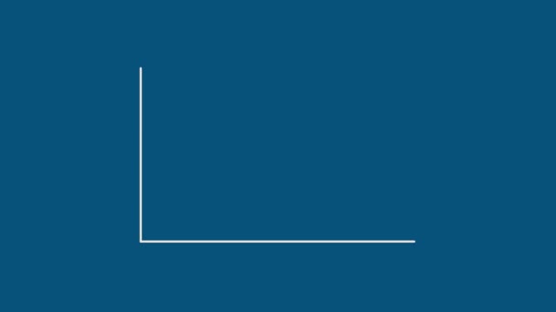 Gráfico de barras caer animación con la flecha de anotación sobre fondo azul . — Vídeo de stock