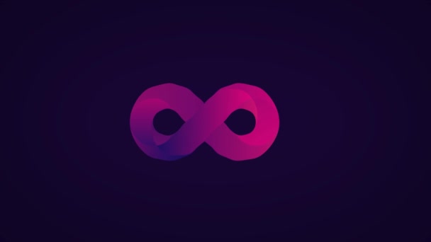 Signe d'infini mobile violet et rose sur fond violet foncé . — Video