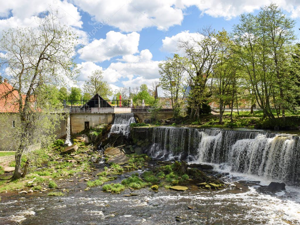 Beautiful small waterfall in Keila, Estonia. Long Exposure