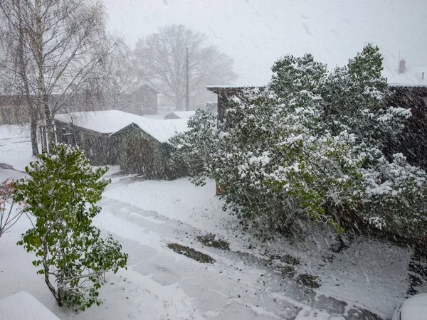 Kar fırtınası kar fırtınası manzarası, avlu manzarası