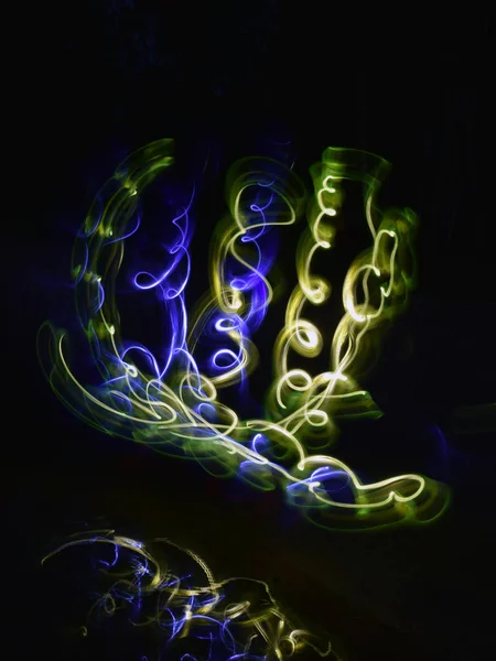 Abstract light painting, long exposure, blurry drawings with lig — Stock Photo, Image