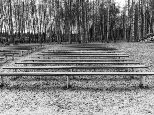 Abstract picture with snowy benches — Stock Photo, Image