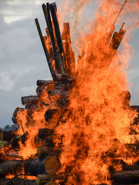 smoke and flames of a campfire