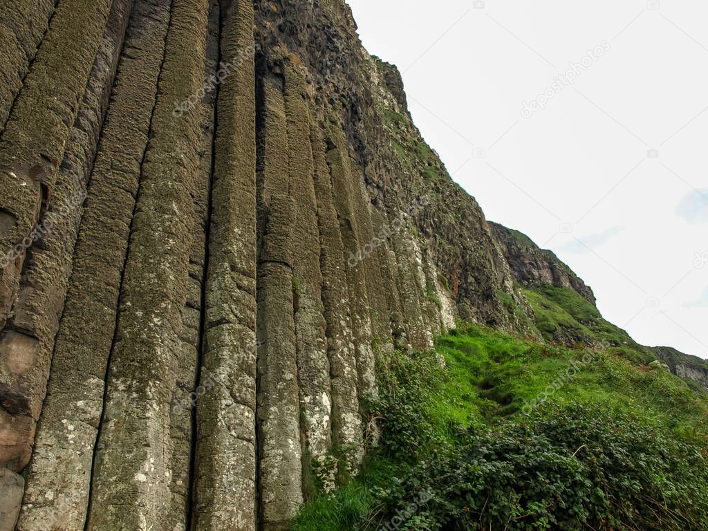 Giants Causeway Coastal Ireland Landmark, basal rocks geology, amazing landscapes