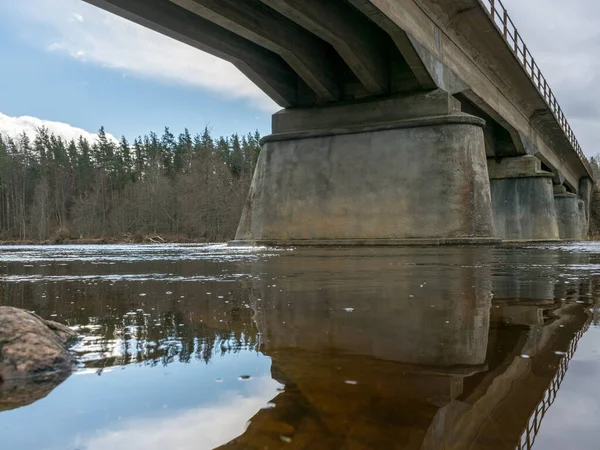 Concrete bridge. Reinforced concrete bridge across the Gauja River in Streni