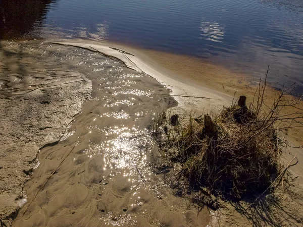 Kleurrijke Abstracte Beeld Waar Bronwater Verbindt Met Meer Water Behang — Stockfoto