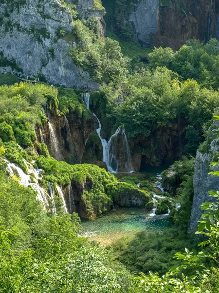 Beautifull Waterfalls Streams Crystal Clear Water Plitvice Lakes National Park — Stock Photo, Image