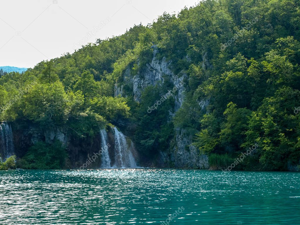beautifull waterfalls and streams,  the crystal clear water in Plitvice Lakes National Park, Croatia