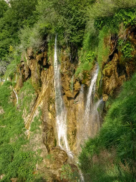 Beautifull Waterfalls Streams Crystal Clear Water Plitvice Lakes National Park — Stock Photo, Image