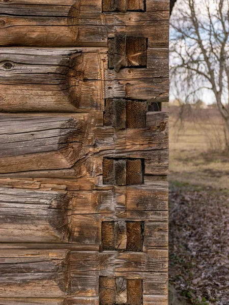 Obraz Drewnianą Konstrukcją Rogu Domu — Zdjęcie stockowe