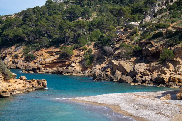 Prachtig Detail Uitzicht Mallorca Stranden Middellandse Zee Met Rotsen Maagd — Stockfoto