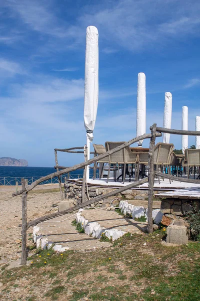 Terrace Facing Sea Sit Breakfast Lunch Beautiful Views Blue Sea — Stock Photo, Image