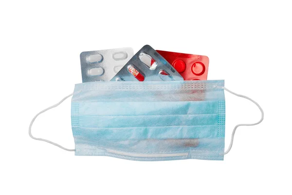 Blue Medical Mask Protection Flu Coronovirus Medical Respiratory Bandage Face — Stock Photo, Image