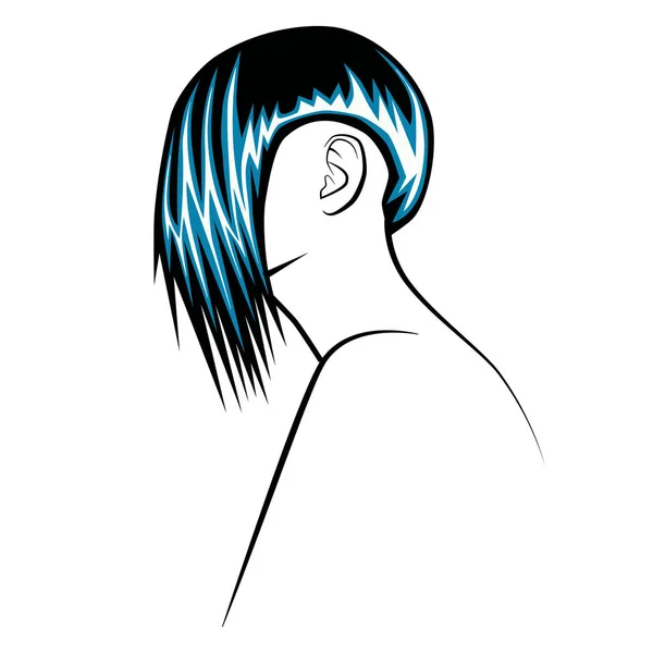 Modern saç kesimi ve mavi saç ile kız