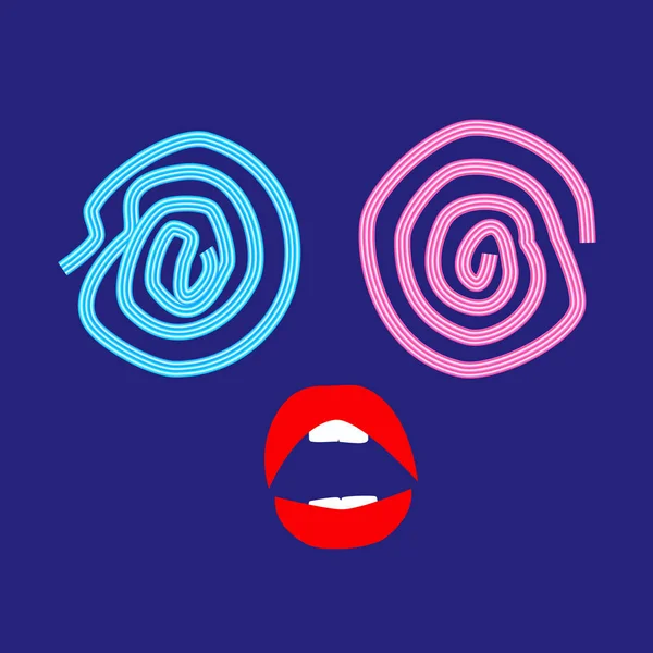 Minimalist kızın renkli yüzü pop sanat tarzı