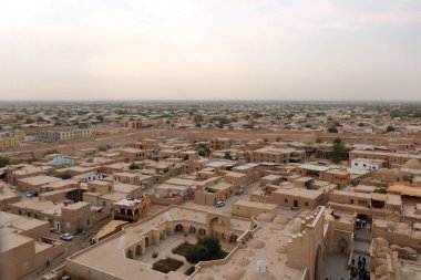 Khiva 'nın panoramik manzarası (Chiva, Heva, Xiva, Chiwa, Khiveh) - Xorazm Eyaleti - Özbekistan - Orta Asya' nın ipek yolu üzerindeki kasaba