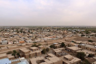 Khiva 'nın panoramik manzarası (Chiva, Heva, Xiva, Chiwa, Khiveh) - Xorazm Eyaleti - Özbekistan - Orta Asya' nın ipek yolu üzerindeki kasaba