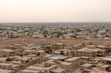 Khiva 'nın panoramik manzarası (Chiva, Heva, Xiva, Chiwa, Khiveh) - Xorazm Eyaleti - Özbekistan - Orta Asya' nın ipek yolu üzerindeki kasaba