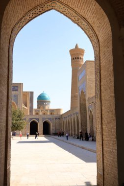 Özbekistan 'daki kompleks Poi Kolon Buhara manzarası. Unesco Dünya Mirası