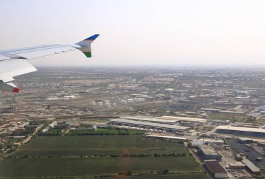 Buhara, Özbekistan 'ın hava sahasından şehir manzarası