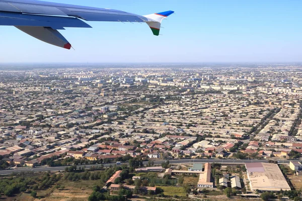 City air View from airplaine of Urgench, Uzbekistan — стокове фото
