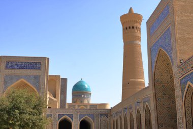 Özbekistan 'daki kompleks Poi Kolon Buhara manzarası. Unesco Dünya Mirası
