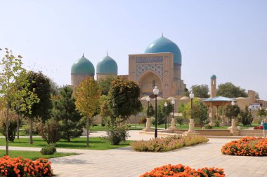 Özbekistan Shahrisabz 'daki Kok Gumbaz Camii / Dorut Tilovat (Dorut Tilavat) Kompleksi