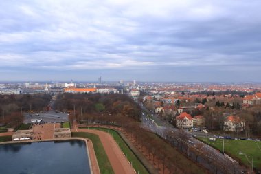 Uluslar Savaşı anıtından Leipzig / Almanya 'nın panoramik manzarası