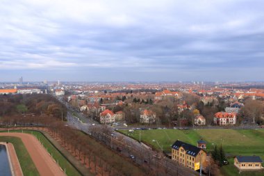 Uluslar Savaşı anıtından Leipzig / Almanya 'nın panoramik manzarası