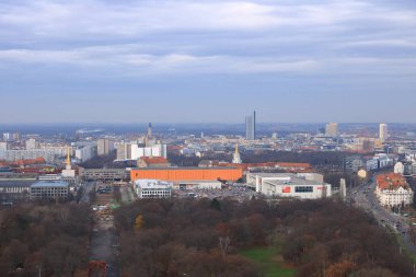 Uluslar Savaşı anıtından Leipzig / Almanya 'nın panoramik manzarası