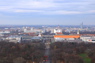 Uluslar Savaşı anıtından Leipzig / Almanya 'nın panoramik manzarası