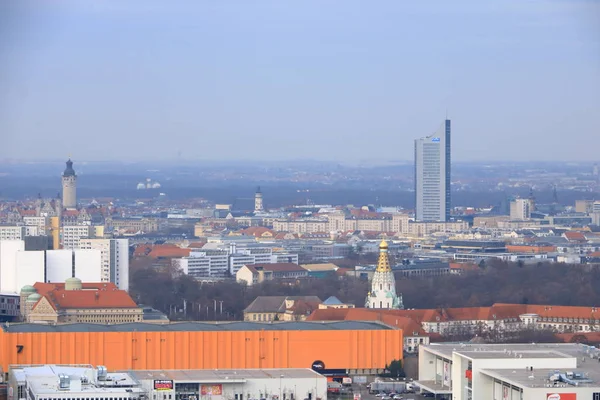 Vista panorâmica de Leipzig / Alemanha a partir da batalha de nações monumento — Fotografia de Stock