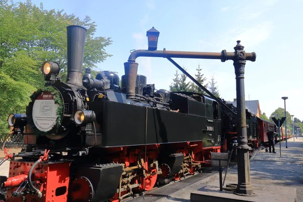 Pociąg silnikowy parowy w regionie Harz — Zdjęcie stockowe