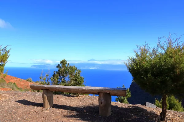 Vista Tenerife Del Teide Desde Gomera Mirador Abrante — Foto de Stock