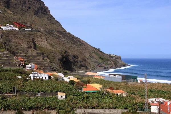 Blick Auf Das Dorf Hermigua Auf Der Kanareninsel Gomera Mit — Stockfoto