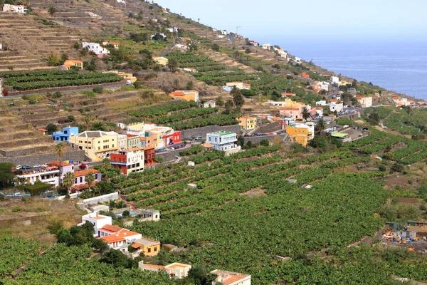 Vista Sul Villaggio Hermigua Sull Isola Canaria Gomera Con Case — Foto Stock