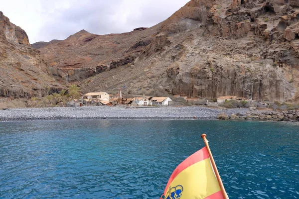 Spanje Gomera Eiland Playa Cantera Verlaten Visfabriek Vanaf Zee — Stockfoto