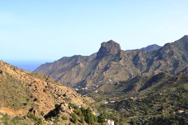 Kolorowe Domy Guaidil Pobliżu Miasta Doliny Vallehermoso Wyspie Gomera Wyspy — Zdjęcie stockowe