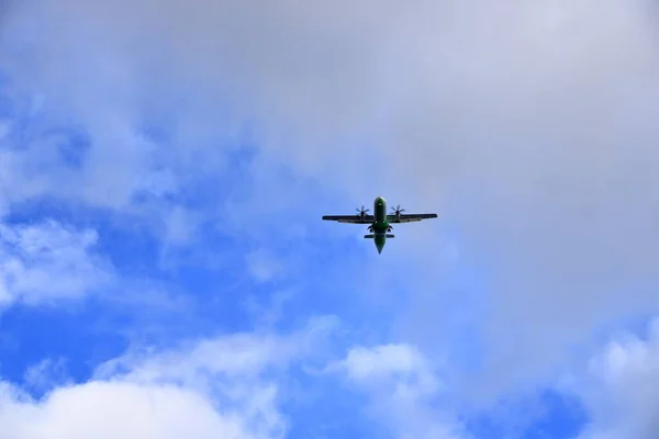 Janeiro 2020 Gomera Ilhas Canárias Espanha Avião Voando Céu Sobre — Fotografia de Stock