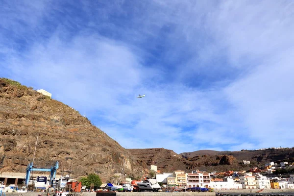 Ledna 2020 Gomera Kanárské Ostrovy Španělsko Letadlo Letí Obloze Nad — Stock fotografie