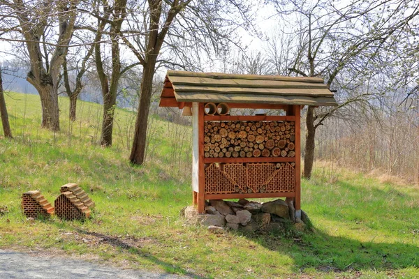 野生の蜂と昆虫の避難所ホテル — ストック写真