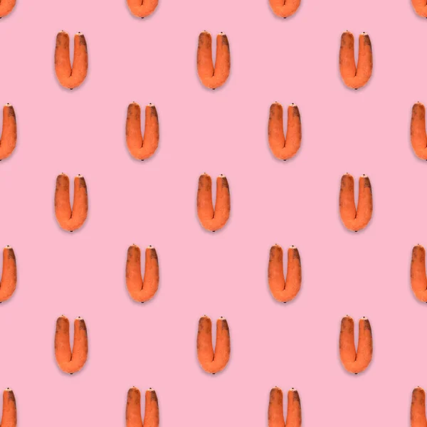 Patrón Sin Costuras Feas Zanahorias Sobre Fondo Rosa Zanahorias Forma —  Fotos de Stock