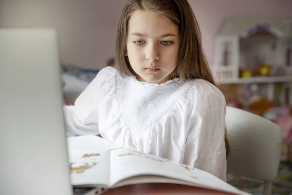 Online Onderwijs Afstand Blijf Thuis Covid Coronavirus Leren Van Thuis — Stockfoto