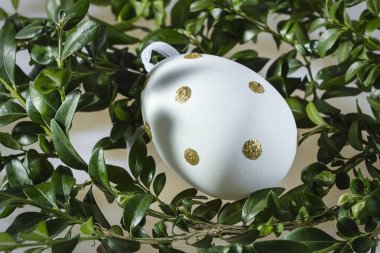 Dekoratif yumurta Şimşir üzerinde asılı