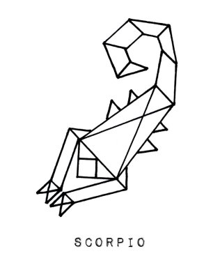 Zodiac takımyıldızı. Elle çizilmiş burçlar, tek elementler. Origami burcu. 