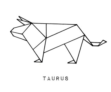 Zodiac takımyıldızı. Elle çizilmiş burçlar, tek elementler. Origami burcu. 