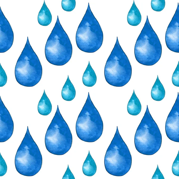 Ilustração Aquarela Padrão Sem Costura Fundo Com Gotas Água Dia — Fotografia de Stock