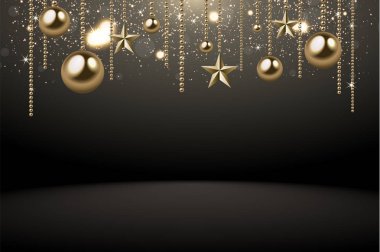vektör Noel top yıldız kar tanesi konfeti altın ve siyah Noel 2018 arka plan resmi renkleri