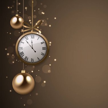 2017 yeni yıl arka plan saat ve gümüş toplar.